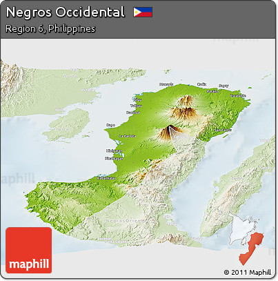 Physical Panoramic Map of Negros Occidental, lighten