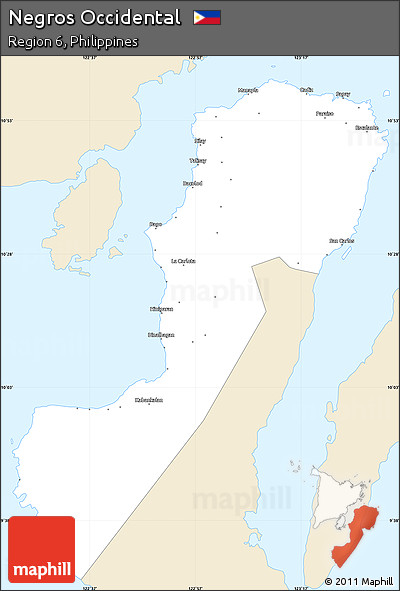 Classic Style Simple Map of Negros Occidental, single color outside