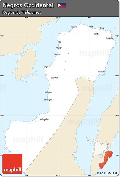 Classic Style Simple Map of Negros Occidental, single color outside