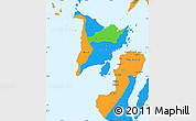 Political Simple Map of Region 6, political shades outside