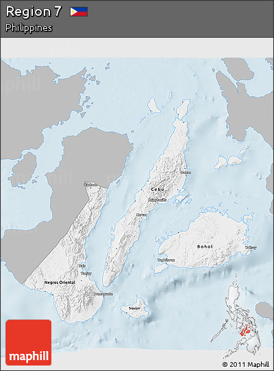 Gray 3D Map of Region 7, single color outside
