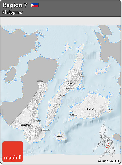Gray 3D Map of Region 7, single color outside