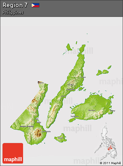 Physical 3D Map of Region 7, cropped outside