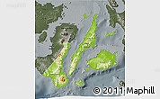 Physical 3D Map of Region 7, darken, semi-desaturated