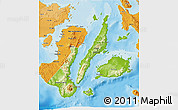 Physical 3D Map of Region 7, political shades outside