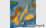 Political 3D Map of Region 7, darken