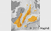 Political 3D Map of Region 7, desaturated