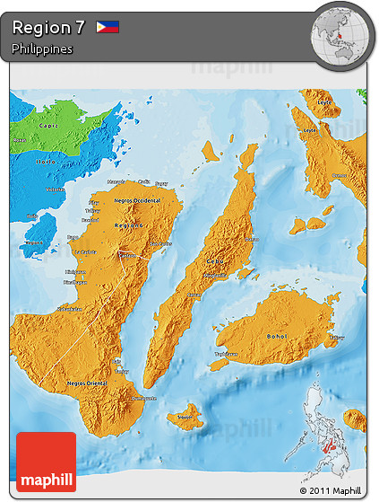 Political 3D Map of Region 7