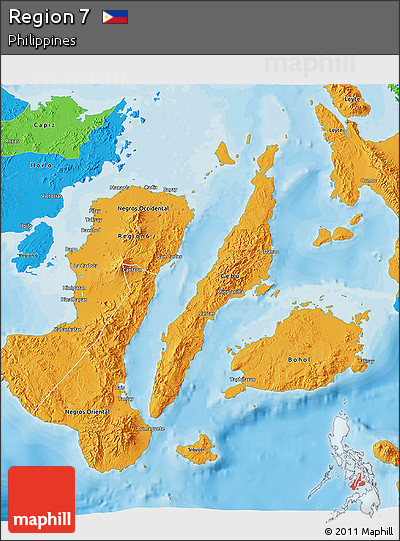 Political 3D Map of Region 7