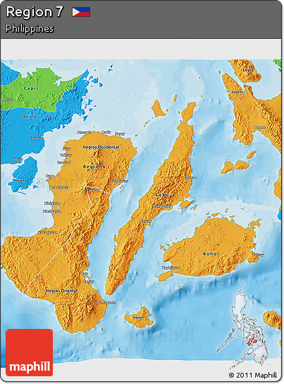 Political 3D Map of Region 7