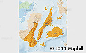Political 3D Map of Region 7, lighten