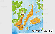 Political 3D Map of Region 7, physical outside