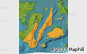 Political 3D Map of Region 7, satellite outside