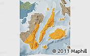 Political 3D Map of Region 7, semi-desaturated