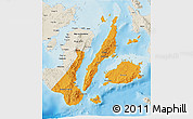 Political 3D Map of Region 7, shaded relief outside