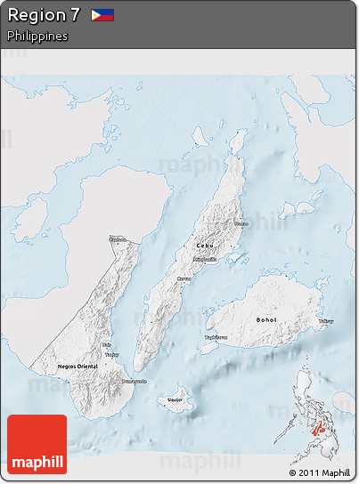 Silver Style 3D Map of Region 7, single color outside