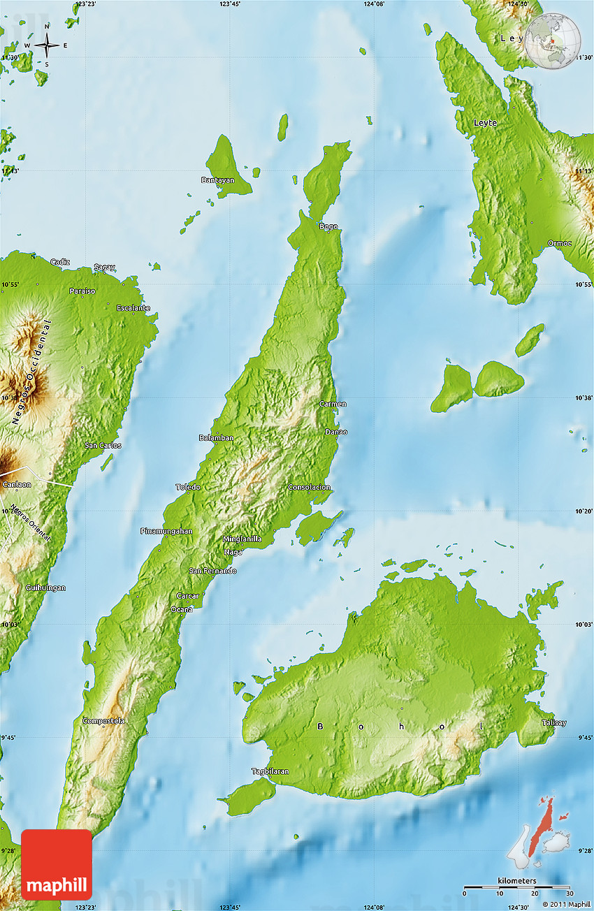 Physical Map Of Cebu