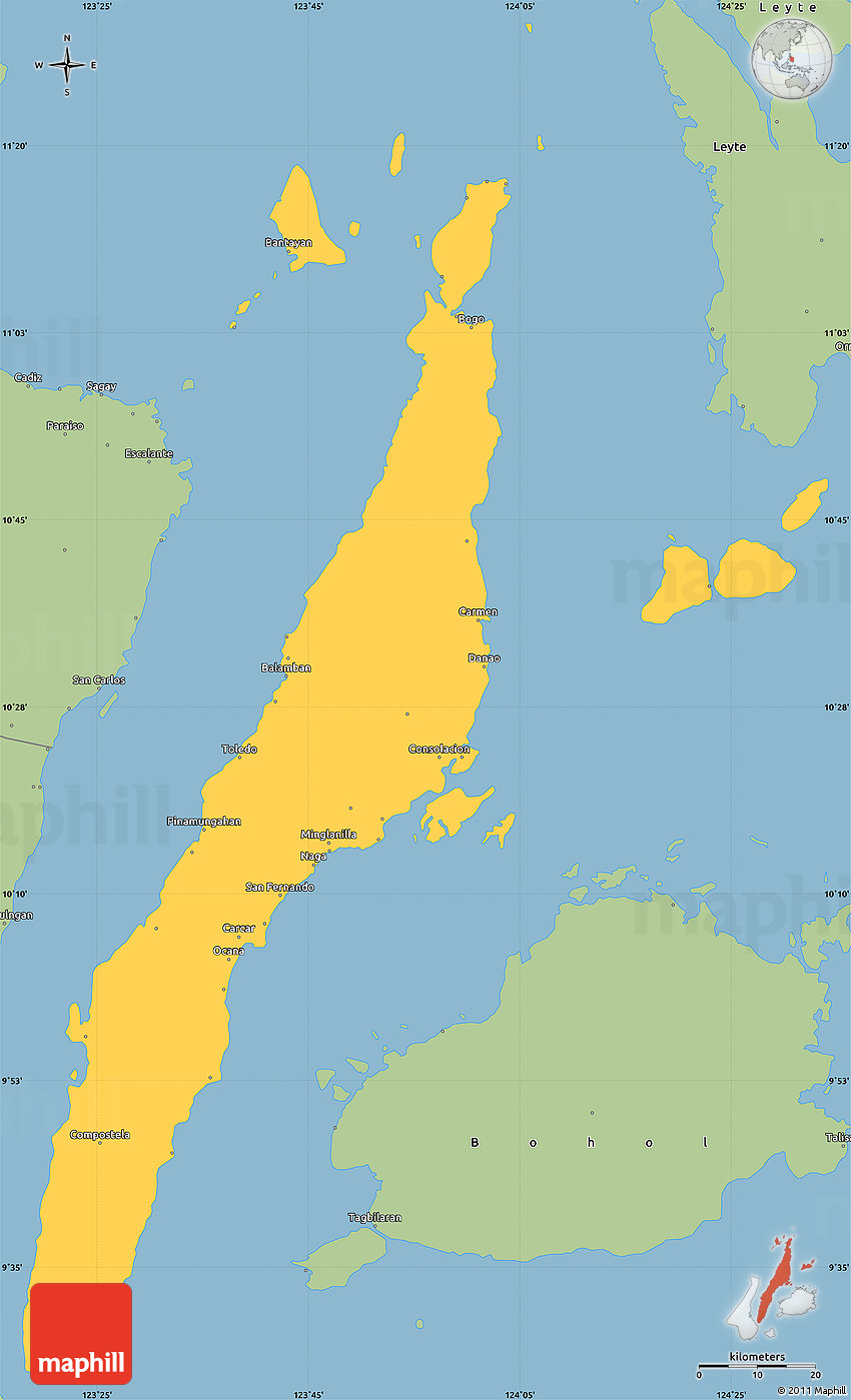 Savanna Style Simple Map of Cebu