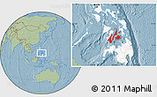 Savanna Style Location Map of Region 7, highlighted country, hill shading