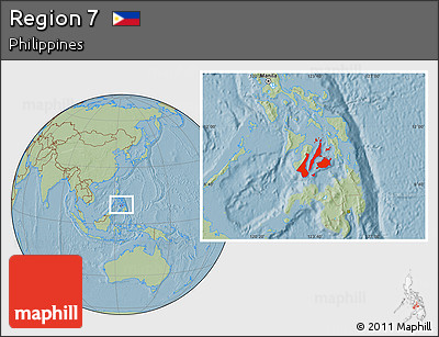 Savanna Style Location Map of Region 7, hill shading
