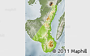 Physical Map of Negros Oriental, semi-desaturated