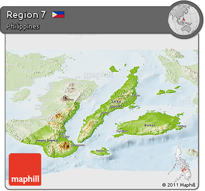 Physical Panoramic Map of Region 7, lighten