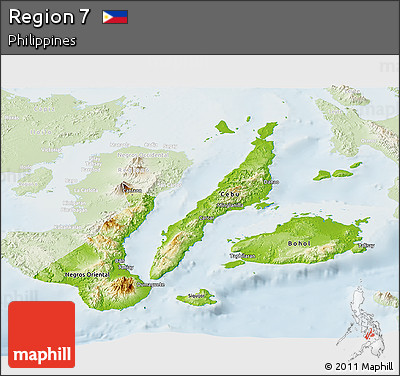 Physical Panoramic Map of Region 7, lighten