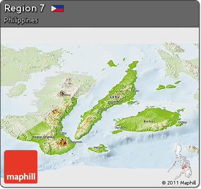 Physical Panoramic Map of Region 7, lighten