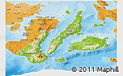 Physical Panoramic Map of Region 7, political shades outside