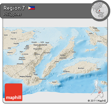 Shaded Relief Panoramic Map of Region 7
