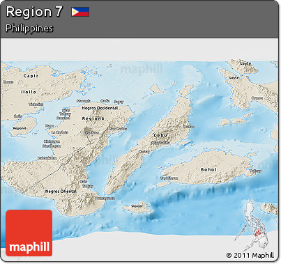 Shaded Relief Panoramic Map of Region 7