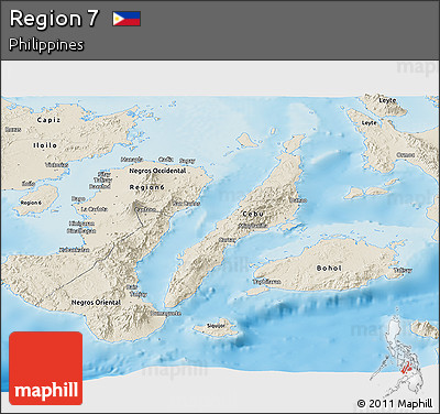 Shaded Relief Panoramic Map of Region 7