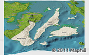 Shaded Relief Panoramic Map of Region 7, satellite outside