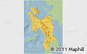 Savanna Style 3D Map of Leyte, single color outside