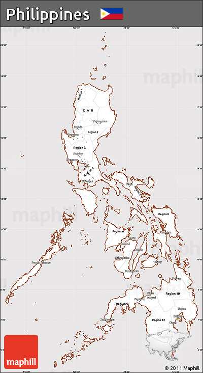 Classic Style Simple Map of Philippines, cropped outside