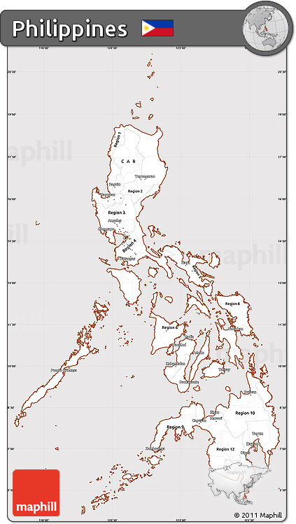Classic Style Simple Map of Philippines, cropped outside
