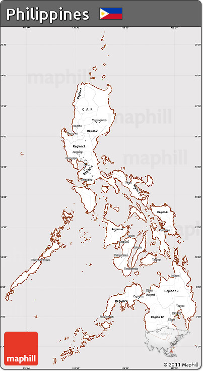 Classic Style Simple Map of Philippines, cropped outside
