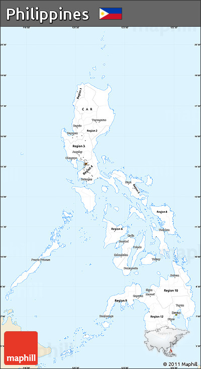 Classic Style Simple Map of Philippines, single color outside