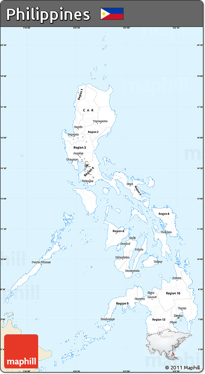 Classic Style Simple Map of Philippines, single color outside