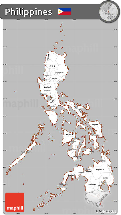 Gray Simple Map of Philippines, cropped outside