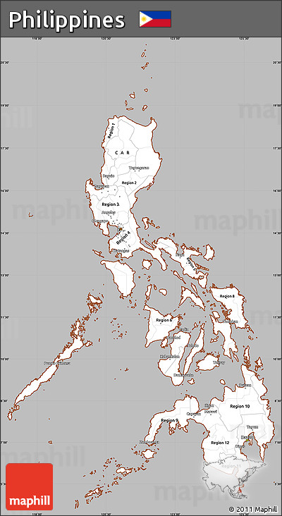 Gray Simple Map of Philippines, cropped outside