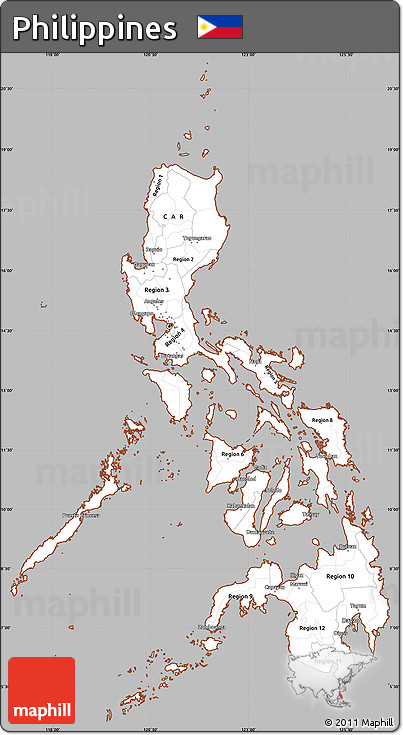 Gray Simple Map of Philippines, cropped outside