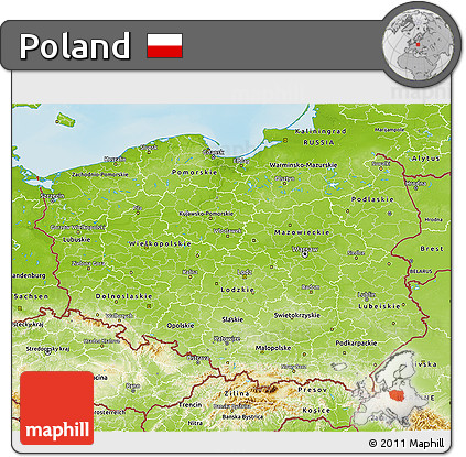 Physical 3D Map of Poland
