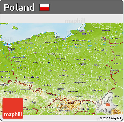 Physical 3D Map of Poland