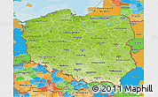 Physical 3D Map of Poland, political outside
