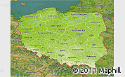 Physical 3D Map of Poland, satellite outside