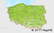 Physical 3D Map of Poland, single color outside, bathymetry sea
