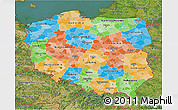 Political 3D Map of Poland, satellite outside