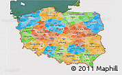 Political 3D Map of Poland, single color outside, satellite sea