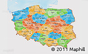 Political 3D Map of Poland, single color outside, shaded relief sea
